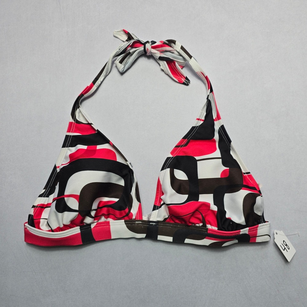 Catalina Red Halter Tie Padded Swim Sports Bra Beach Bralette Bikini Top L Large